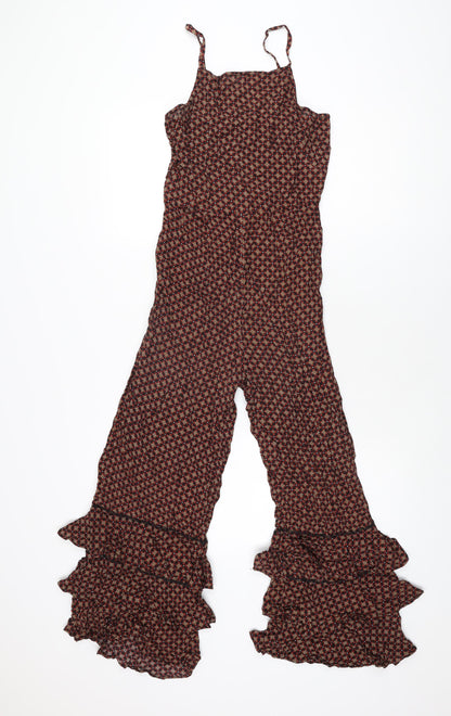 River Island Womens Black Geometric Viscose Jumpsuit One-Piece Size 6 L25 in Pullover