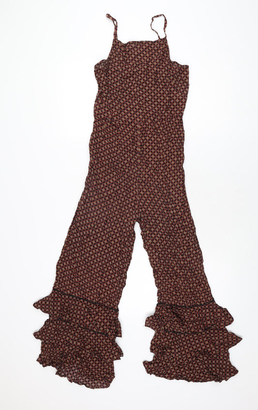 River Island Womens Black Geometric Viscose Jumpsuit One-Piece Size 6 L25 in Pullover