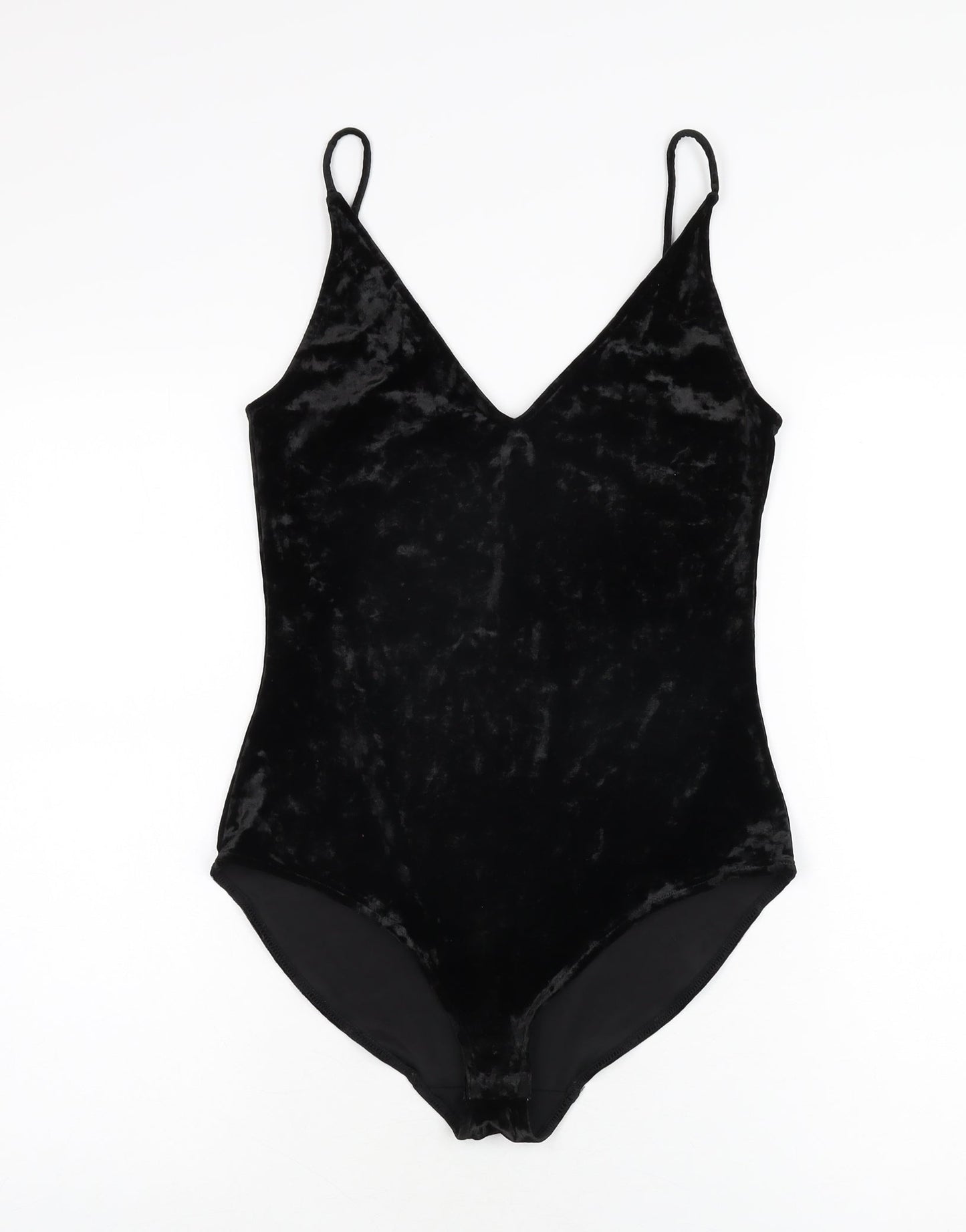 H&M Womens Black Polyester Bodysuit One-Piece Size S Snap