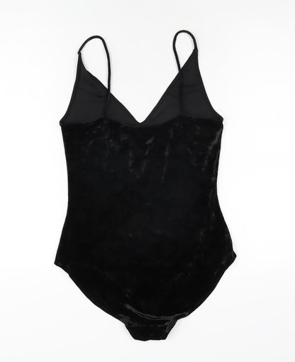 H&M Womens Black Polyester Bodysuit One-Piece Size S Snap