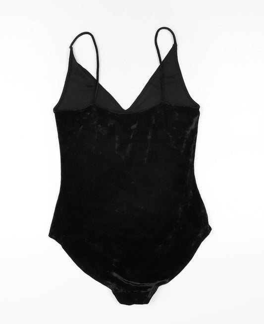 H&M Womens Black Polyester Bodysuit One-Piece Size S Snap