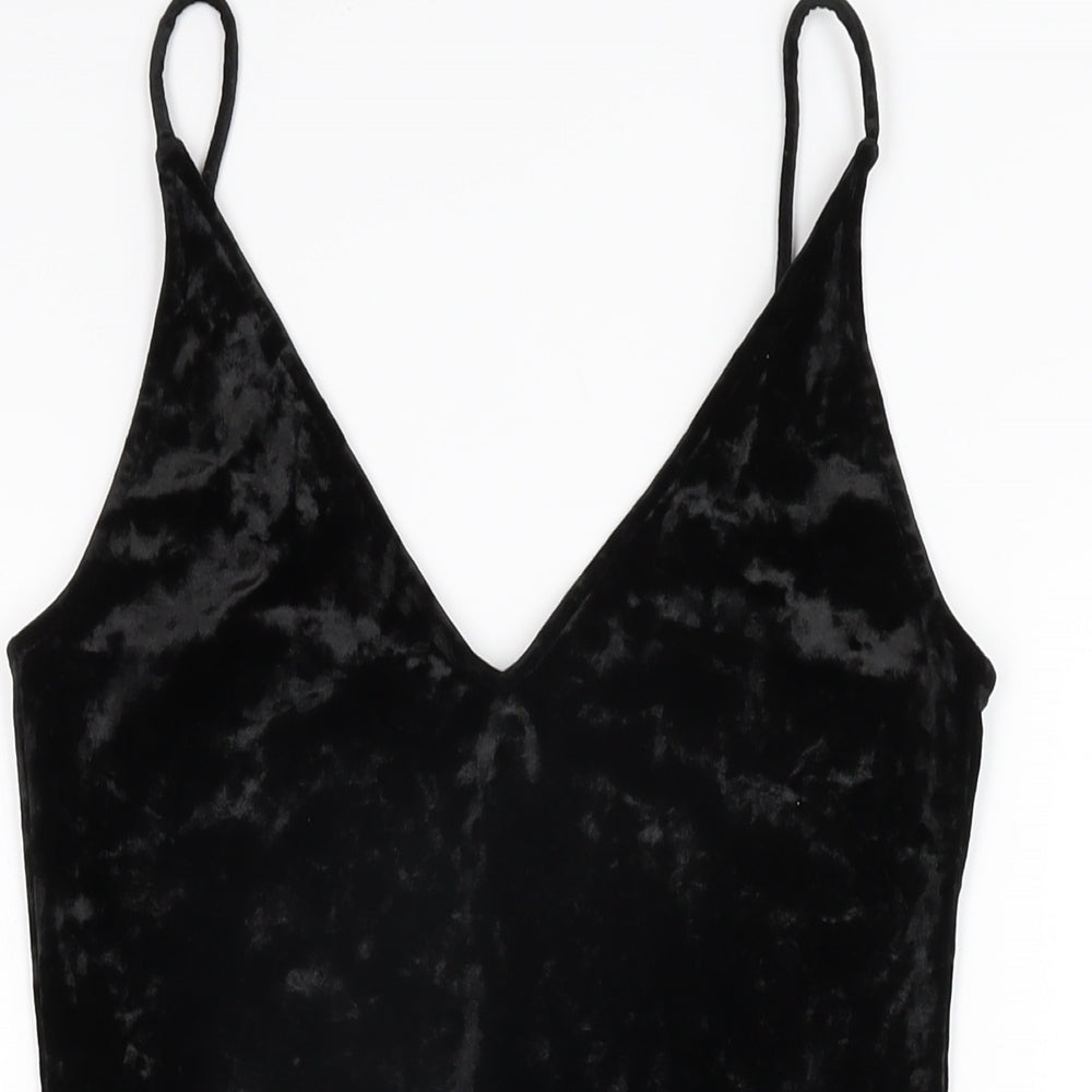 H&M Womens Black Polyester Bodysuit One-Piece Size S Snap