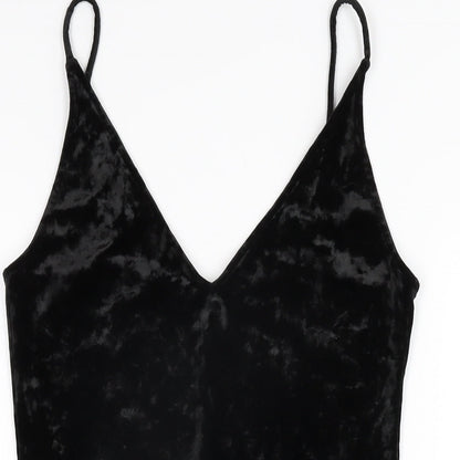 H&M Womens Black Polyester Bodysuit One-Piece Size S Snap