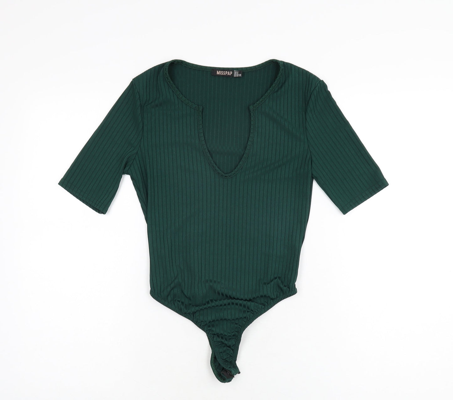 Misspap Womens Green Polyester Bodysuit One-Piece Size 6 Snap