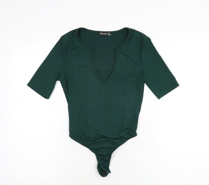 Misspap Womens Green Polyester Bodysuit One-Piece Size 6 Snap