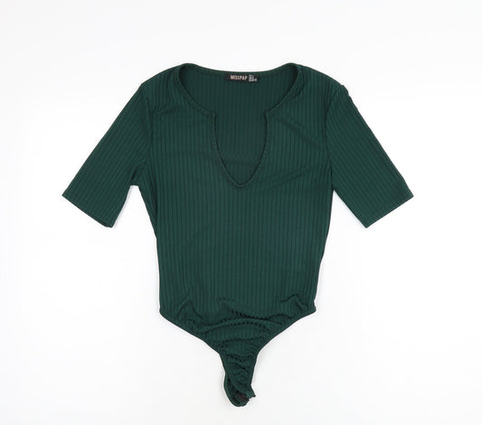 Misspap Womens Green Polyester Bodysuit One-Piece Size 6 Snap