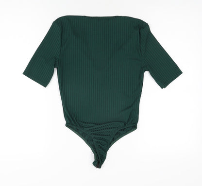Misspap Womens Green Polyester Bodysuit One-Piece Size 6 Snap