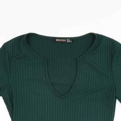 Misspap Womens Green Polyester Bodysuit One-Piece Size 6 Snap