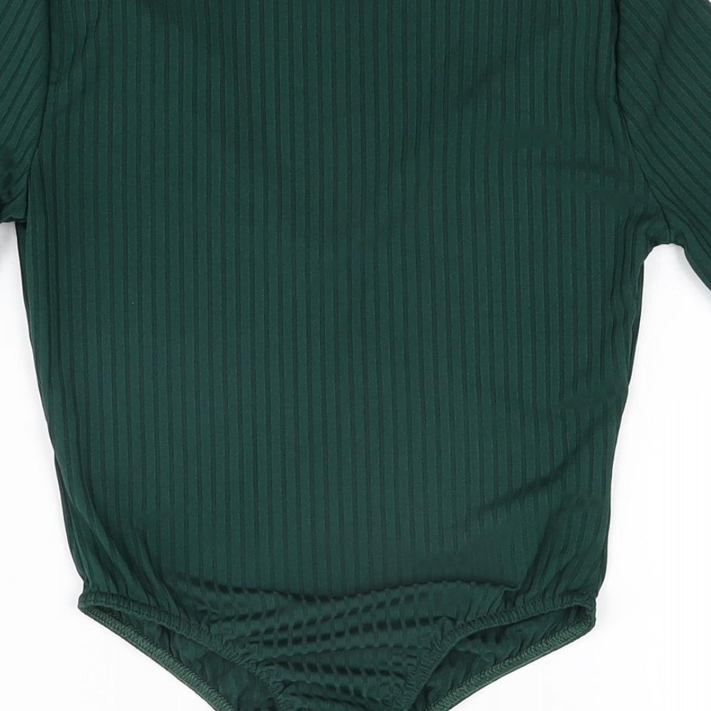 Misspap Womens Green Polyester Bodysuit One-Piece Size 6 Snap