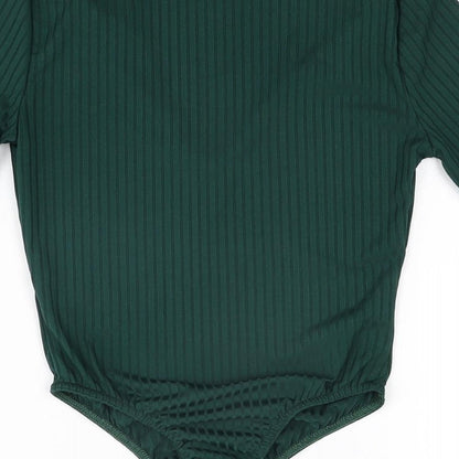 Misspap Womens Green Polyester Bodysuit One-Piece Size 6 Snap