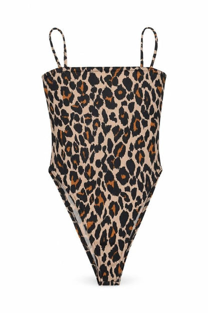 Boohoo Womens Beige Animal Print Polyester Bodysuit One-Piece Size 6 Pullover