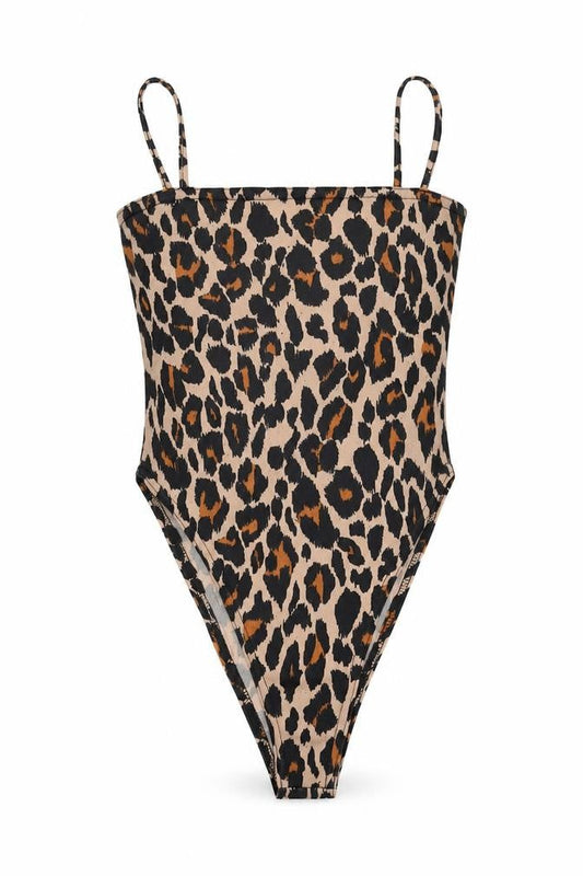 Boohoo Womens Beige Animal Print Polyester Bodysuit One-Piece Size 6 Pullover