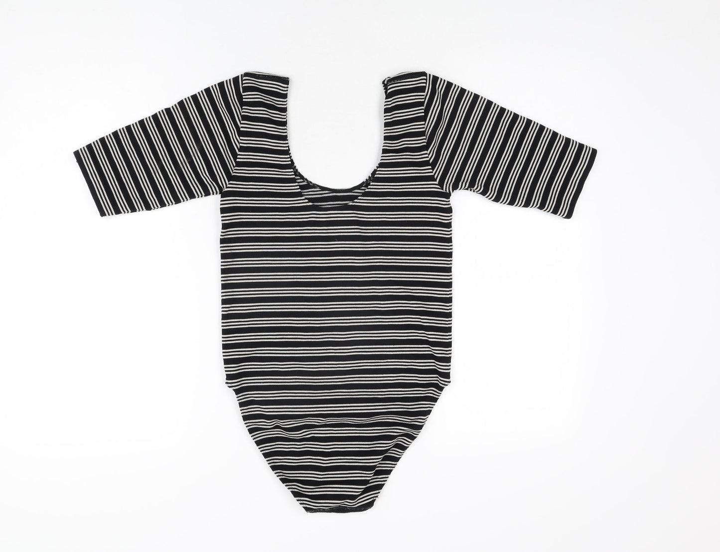 NEXT Womens Black Striped Nylon Bodysuit One-Piece Size S Pullover