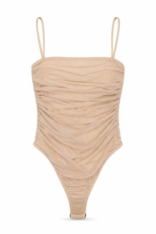 Womens UK Size 6 PRETTYLITTLETHING One-Piece Beige Bodysuit