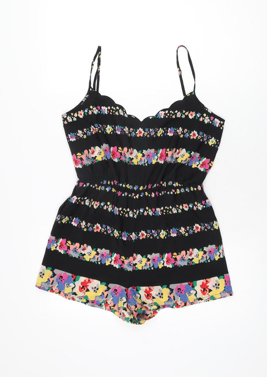 Staring at Stars Womens Black Floral Polyester Playsuit One-Piece Size XS Pullover