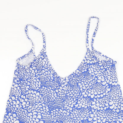 Boohoo Womens Blue Floral Viscose Playsuit One-Piece Size 10 L3 in Pullover