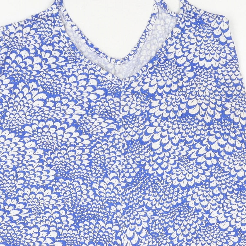 Boohoo Womens Blue Floral Viscose Playsuit One-Piece Size 10 L3 in Pullover