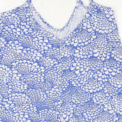 Boohoo Womens Blue Floral Viscose Playsuit One-Piece Size 10 L3 in Pullover