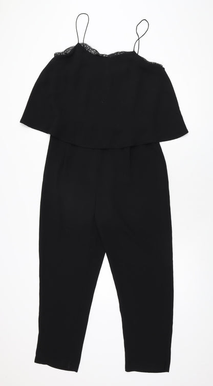 Zara Womens Black Polyester Jumpsuit One-Piece Size S L25 in Zip