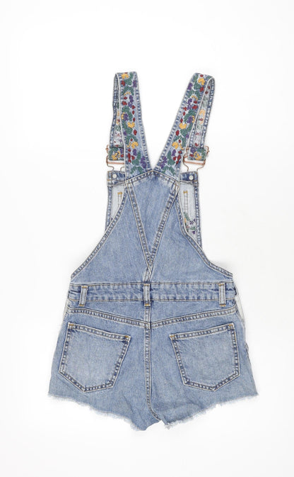Miss Selfridge Womens Blue Cotton Dungaree One-Piece Size 6 Button