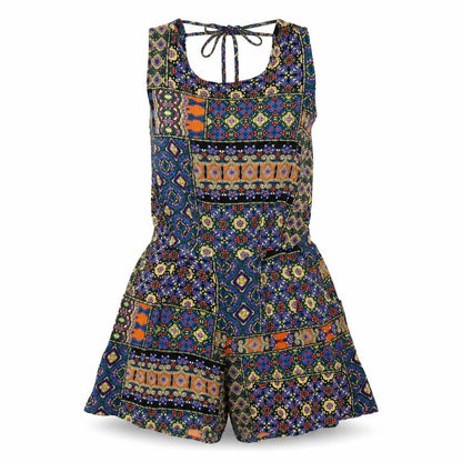 New Look Womens Multicoloured Geometric Viscose Playsuit One-Piece Size 8 Zip