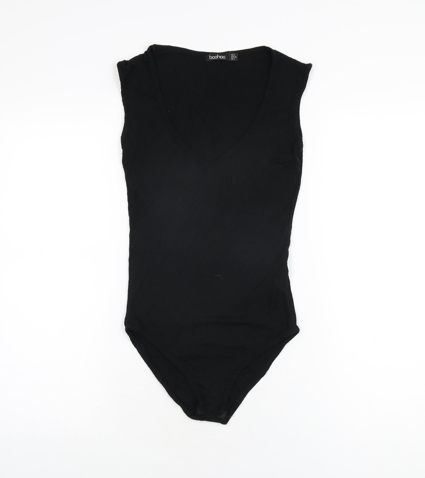 Boohoo Womens Black Viscose Bodysuit One-Piece Size 8 Snap