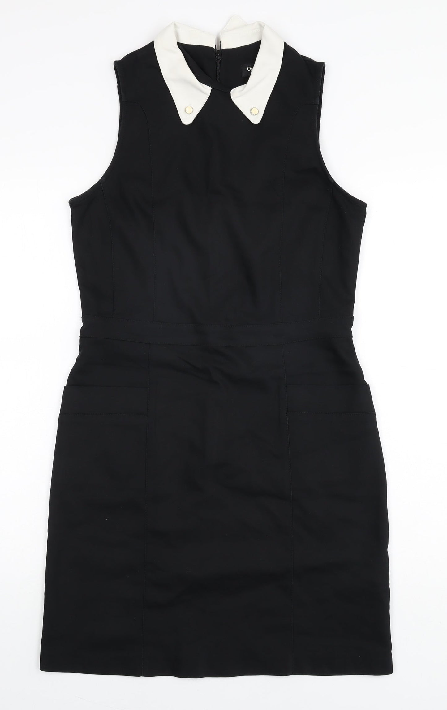 Oasis Womens Black Cotton A-Line Size 12 Collared Zip
