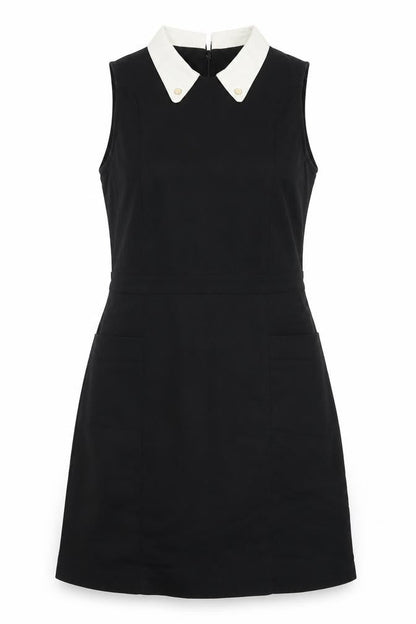 Oasis Womens Black Cotton A-Line Size 12 Collared Zip