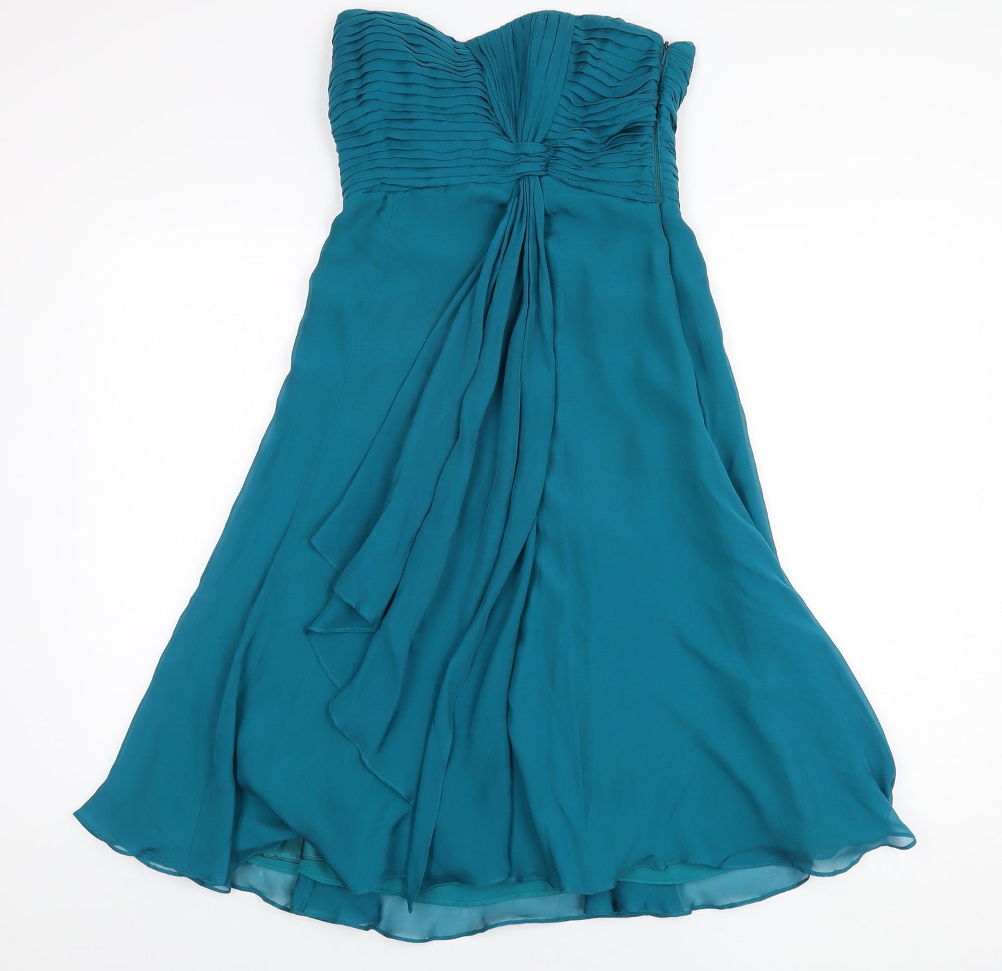 Coast Womens Blue Silk A-Line Size 8 Off the Shoulder Zip