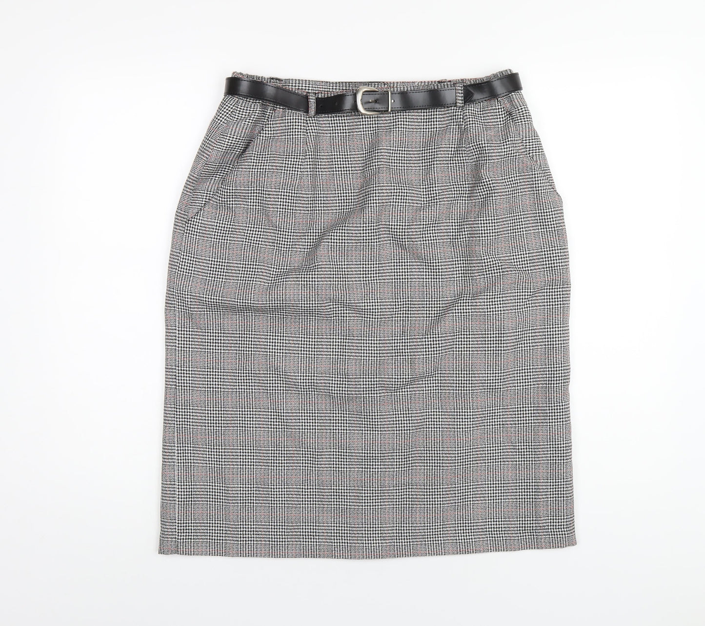 Classics Womens Grey Plaid Polyester Straight & Pencil Skirt Size 16 Zip