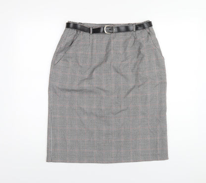Classics Womens Grey Plaid Polyester Straight & Pencil Skirt Size 16 Zip