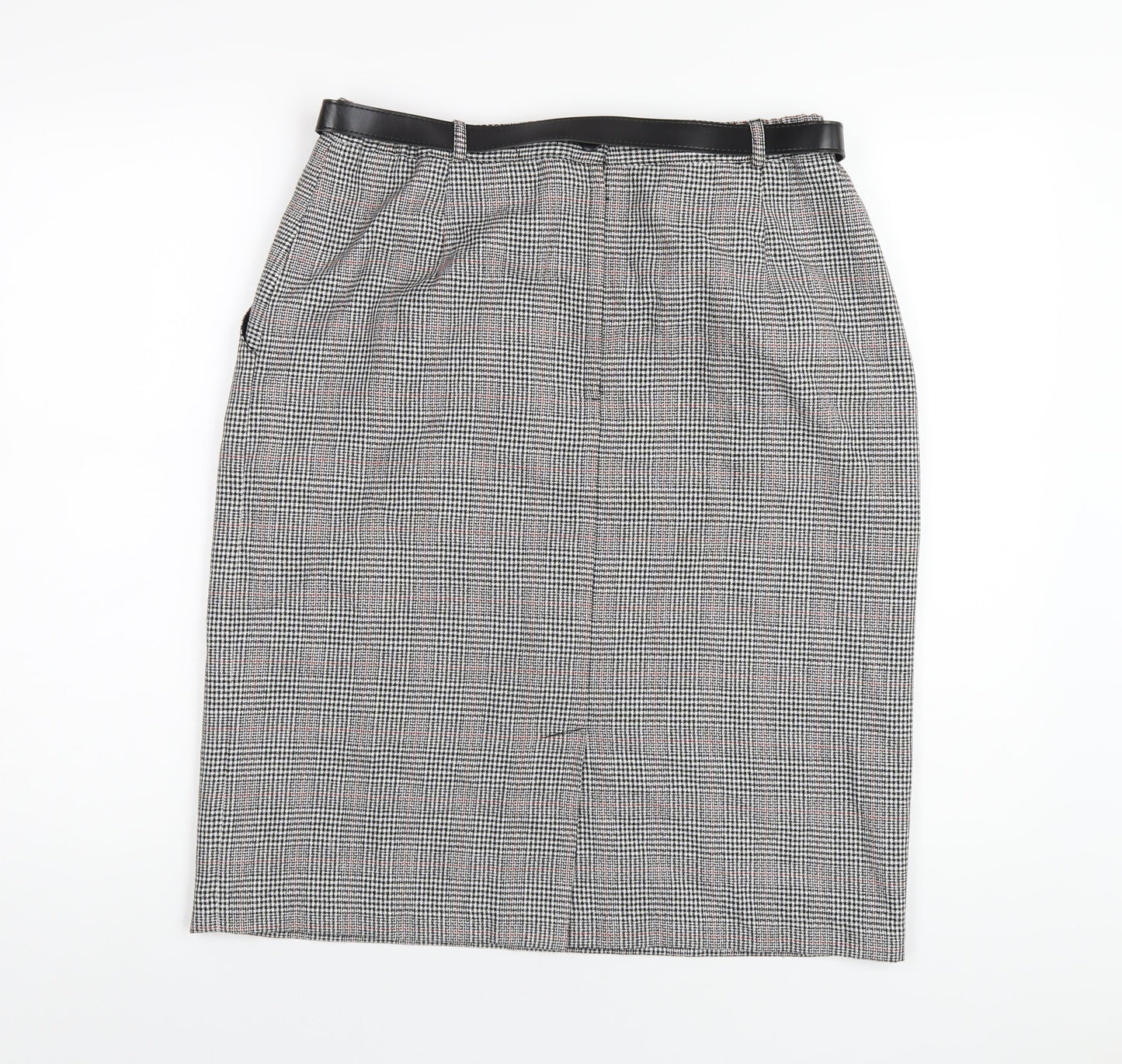 Classics Womens Grey Plaid Polyester Straight & Pencil Skirt Size 16 Zip