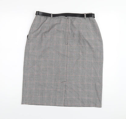 Classics Womens Grey Plaid Polyester Straight & Pencil Skirt Size 16 Zip