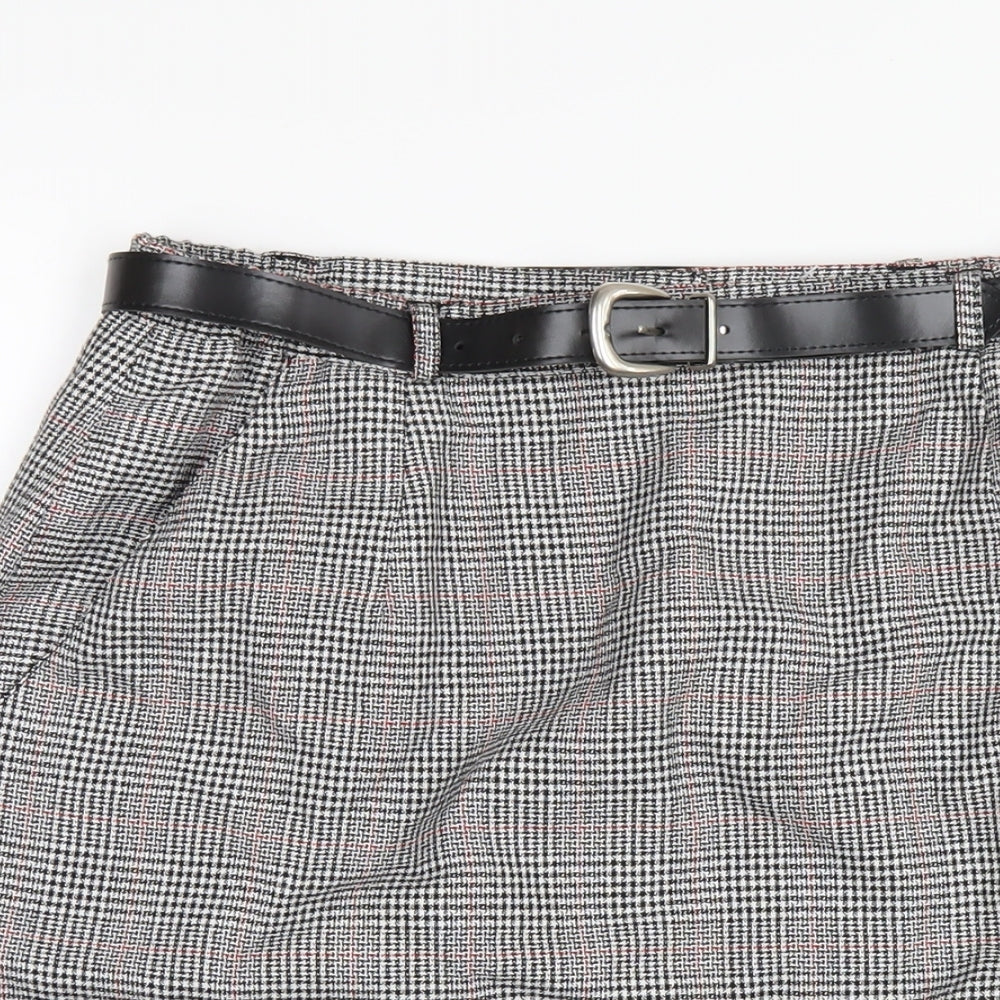 Classics Womens Grey Plaid Polyester Straight & Pencil Skirt Size 16 Zip