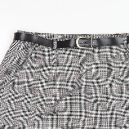 Classics Womens Grey Plaid Polyester Straight & Pencil Skirt Size 16 Zip