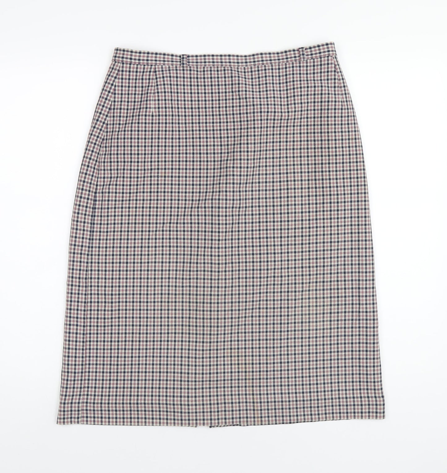 Marks and Spencer Womens Multicoloured Plaid Polyester A-Line Skirt Size 14 Zip