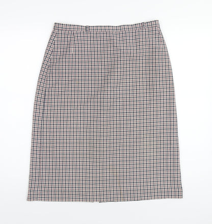 Marks and Spencer Womens Multicoloured Plaid Polyester A-Line Skirt Size 14 Zip