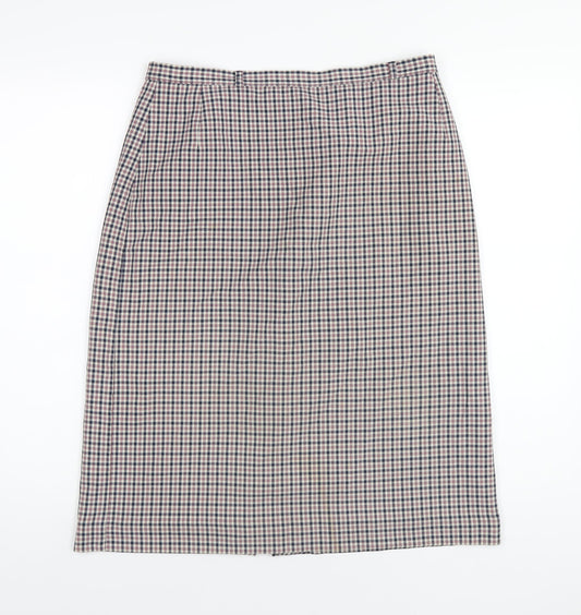 Marks and Spencer Womens Multicoloured Plaid Polyester A-Line Skirt Size 14 Zip