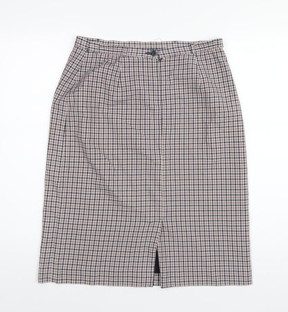 Marks and Spencer Womens Multicoloured Plaid Polyester A-Line Skirt Size 14 Zip