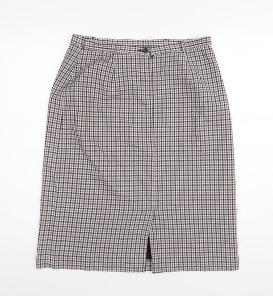Marks and Spencer Womens Multicoloured Plaid Polyester A-Line Skirt Size 14 Zip