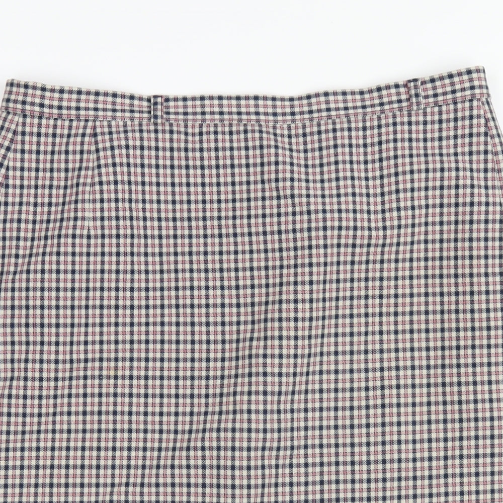 Marks and Spencer Womens Multicoloured Plaid Polyester A-Line Skirt Size 14 Zip