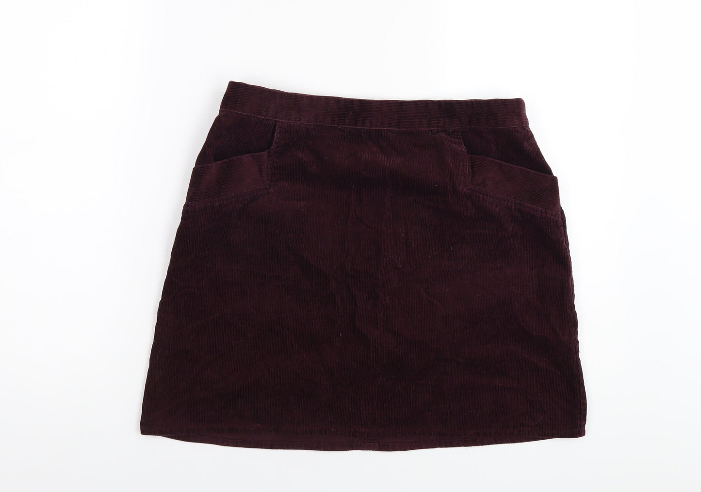 Oasis Womens Purple Cotton A-Line Skirt Size 12 Zip