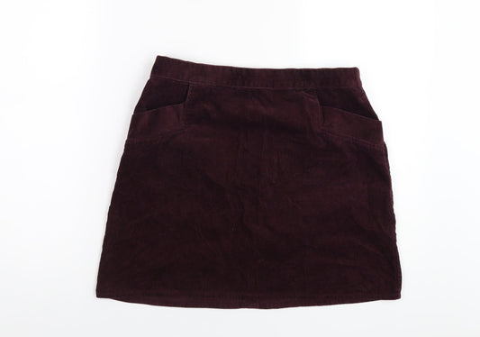 Oasis Womens Purple Cotton A-Line Skirt Size 12 Zip