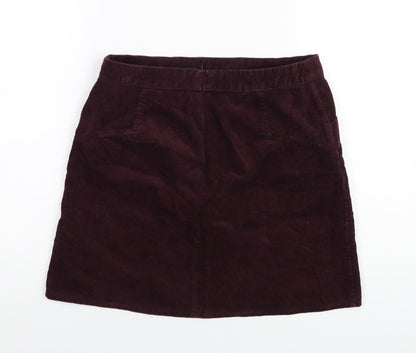 Oasis Womens Purple Cotton A-Line Skirt Size 12 Zip