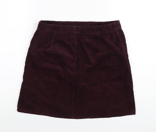 Oasis Womens Purple Cotton A-Line Skirt Size 12 Zip