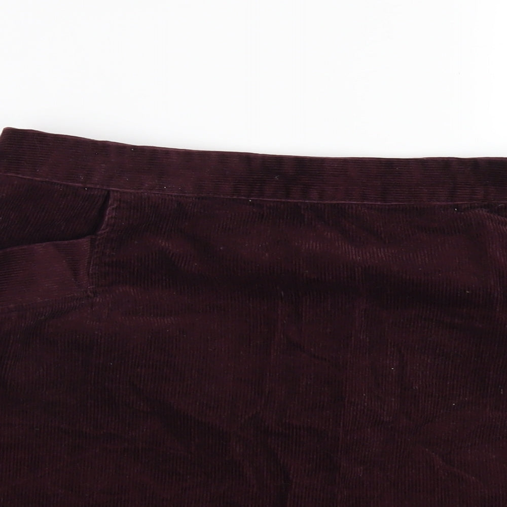 Oasis Womens Purple Cotton A-Line Skirt Size 12 Zip
