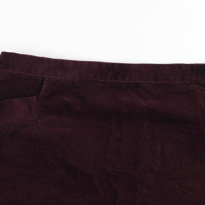 Oasis Womens Purple Cotton A-Line Skirt Size 12 Zip