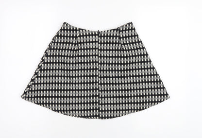 ASOS Womens Black Check Polyester A-Line Skirt Size 8 Zip