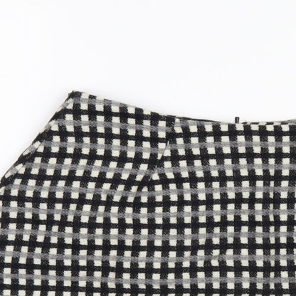ASOS Womens Black Check Polyester A-Line Skirt Size 8 Zip