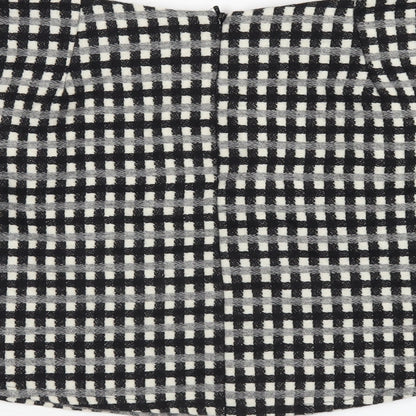 ASOS Womens Black Check Polyester A-Line Skirt Size 8 Zip